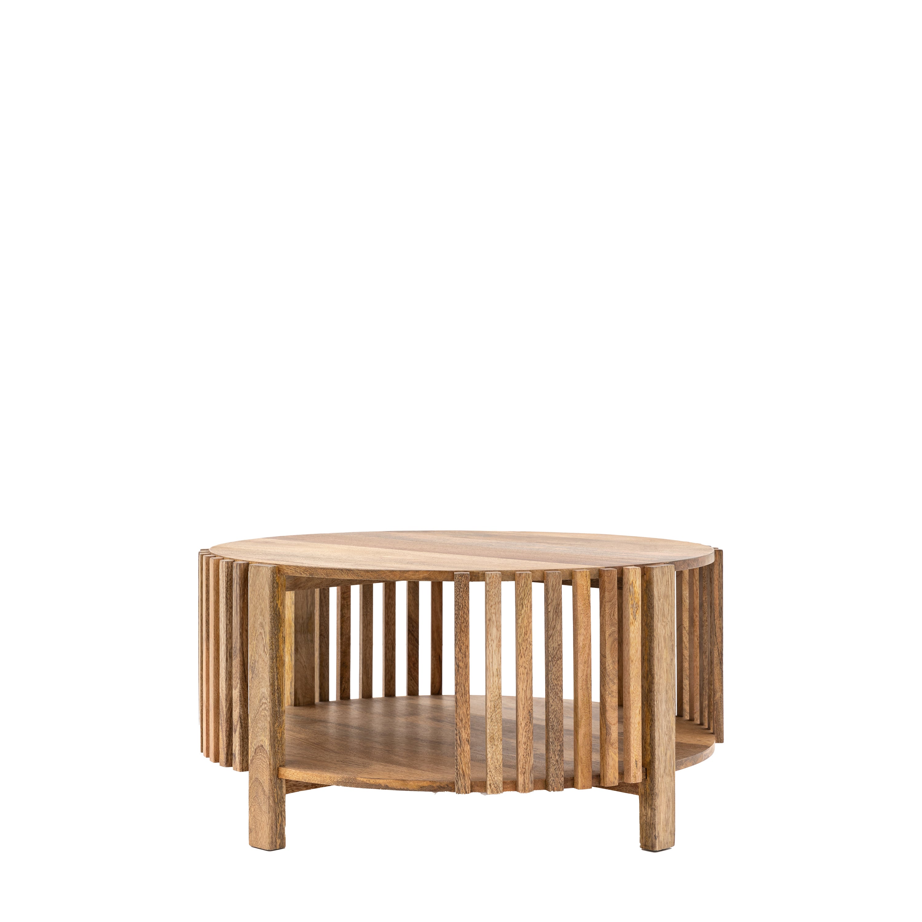 Alvin Slatted Natural Acacia Wood Round Coffee Table